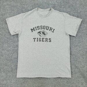 Missouri Tigers Shirt Men Medium Gray NCAA University Logo Graphic Short Sleeve